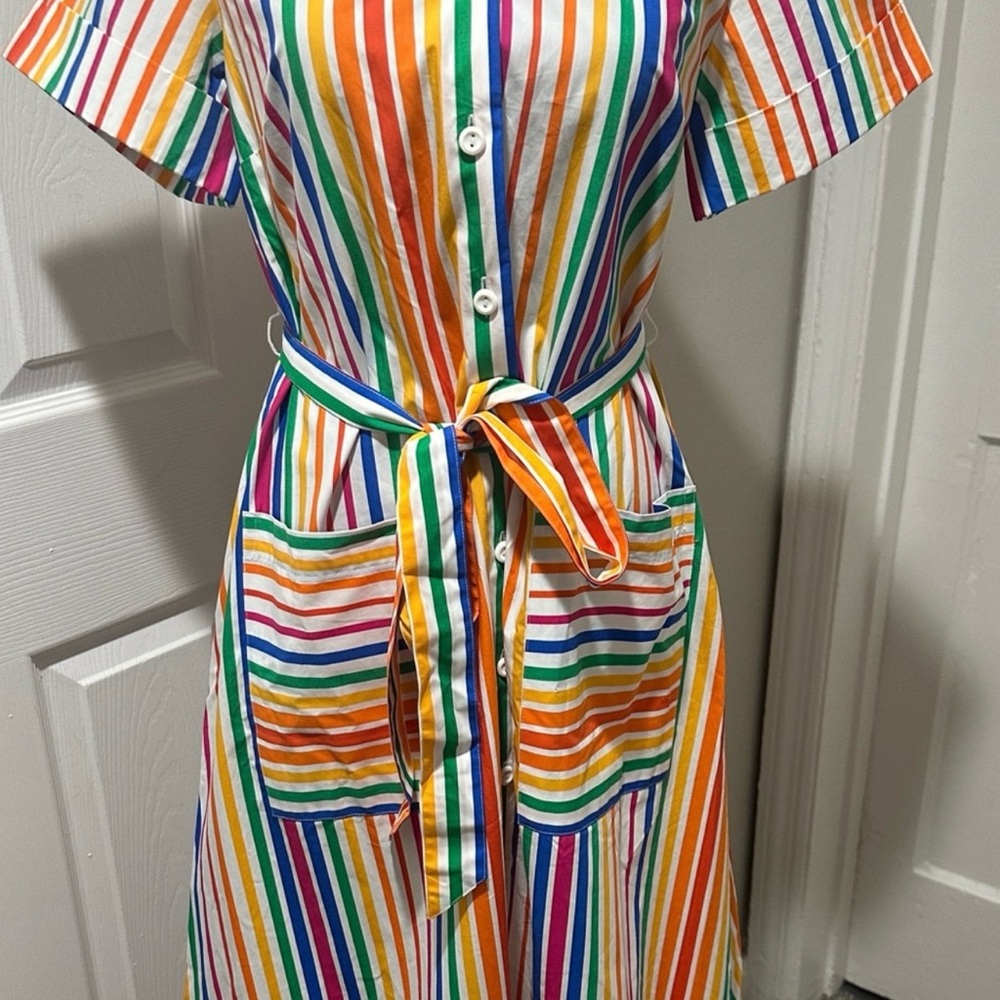 Christopher John Rogers Striped Shirt Dress - Picture 3 of 12